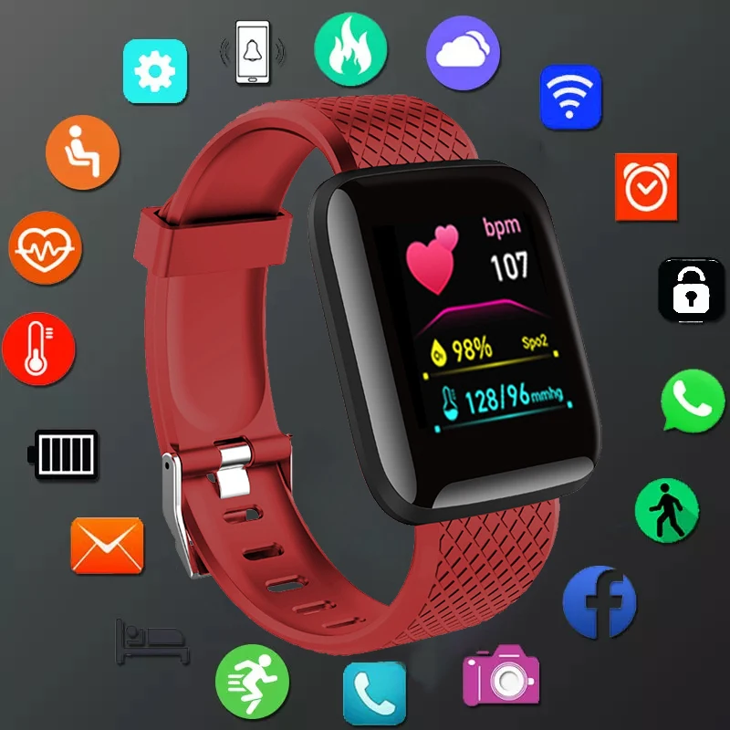 

Smart Watches Blood Pressure Waterproof Men Women Heart Rate Monitor Fitness Tracker Digital Wrist Watch Sport Message Display