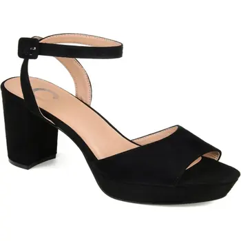 Womens Black 1" Platform Ankle Strap Padded Nairri Open Toe Block Heel Buckle Heeled 6.5 1