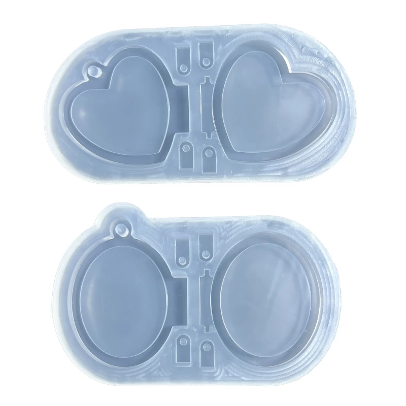 

E0BF Keychain Silicone Mold Oval/Heart Epoxy Casting Mold for Jewelry Making