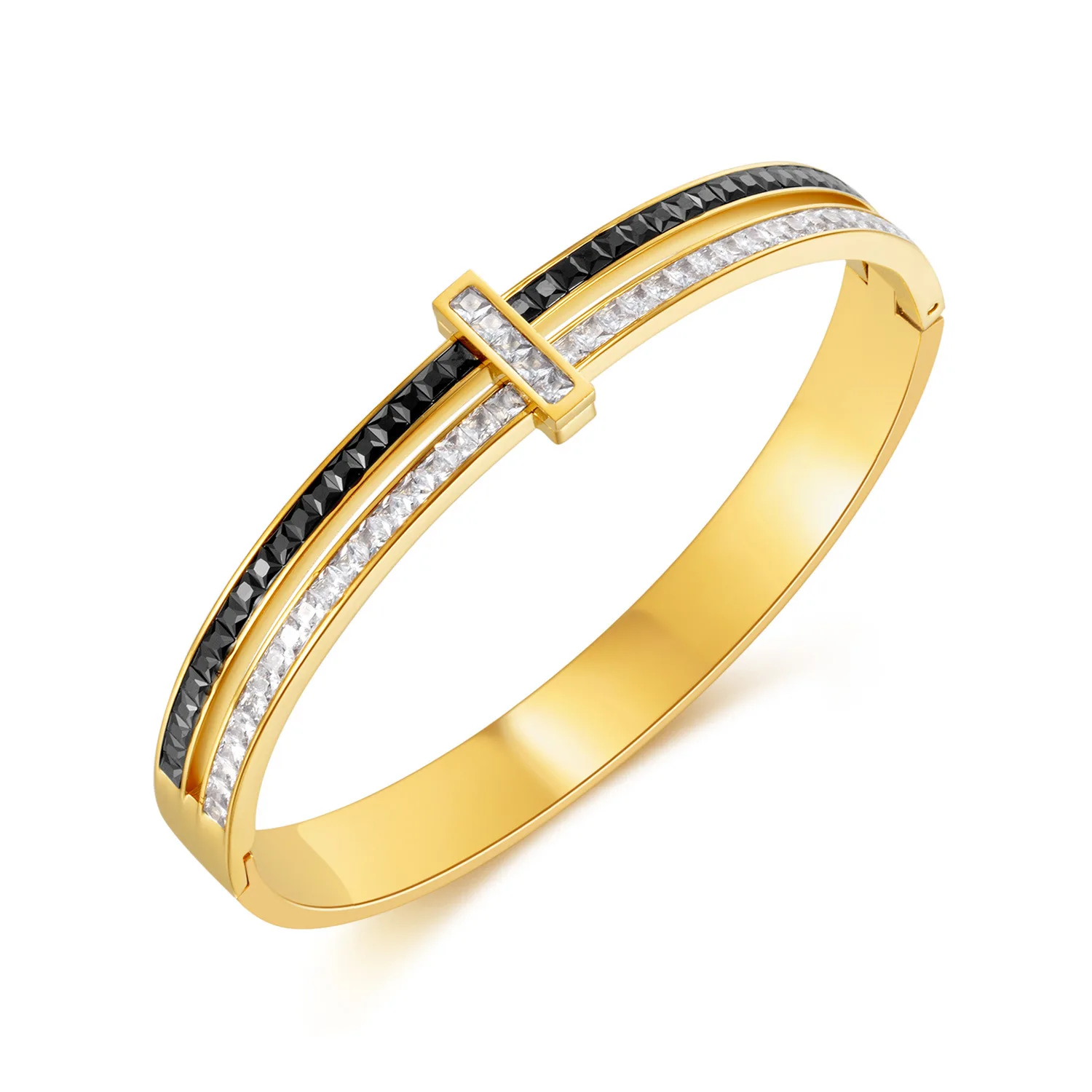 

New Arrival Double Layer Bangles Copper Zircon Gold Bracelets Jewelry