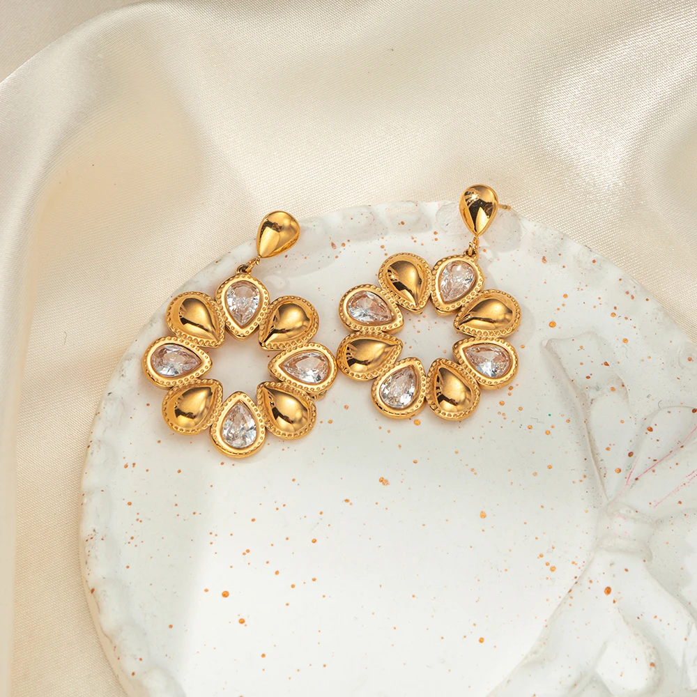 Серьги из нержавеющей стали с блестящим цирконом GUERNONO для женских модных