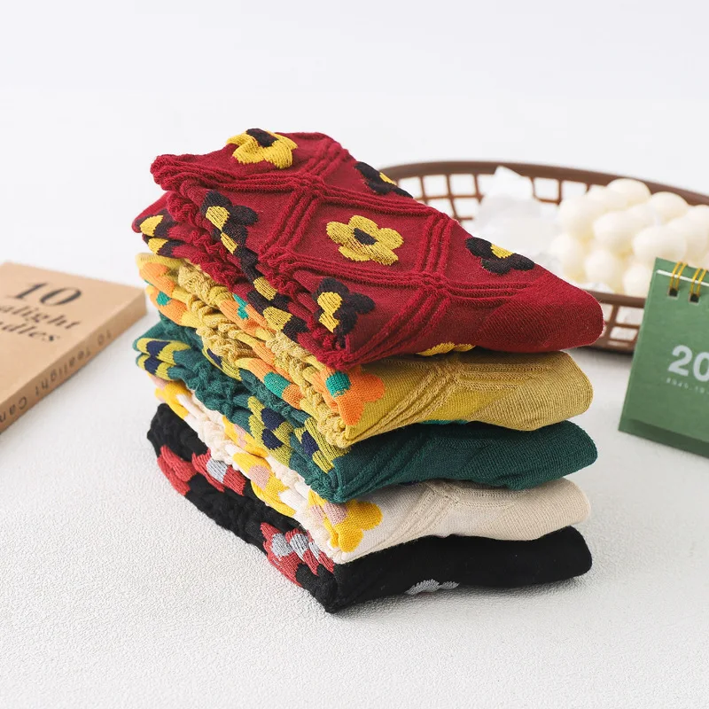 Осенне-зимние женские хлопковые дышащие винтажные Нескользящие ромбовидные