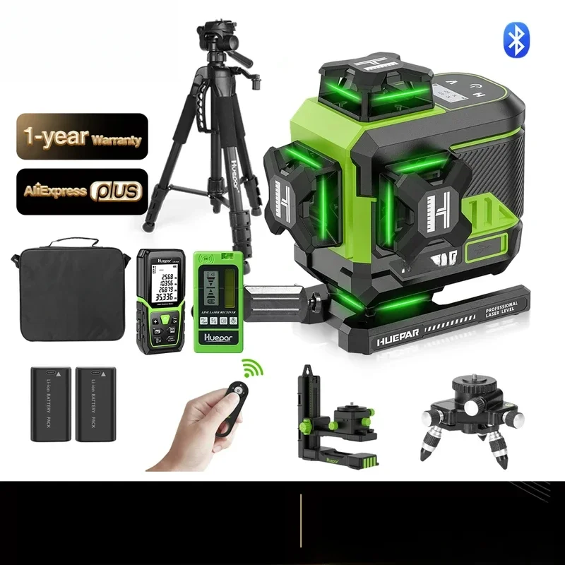 Huipar 4d 16-линейный перекрестный лазерный уровень z04cg ЖК-экран Bluetooth и пульт
