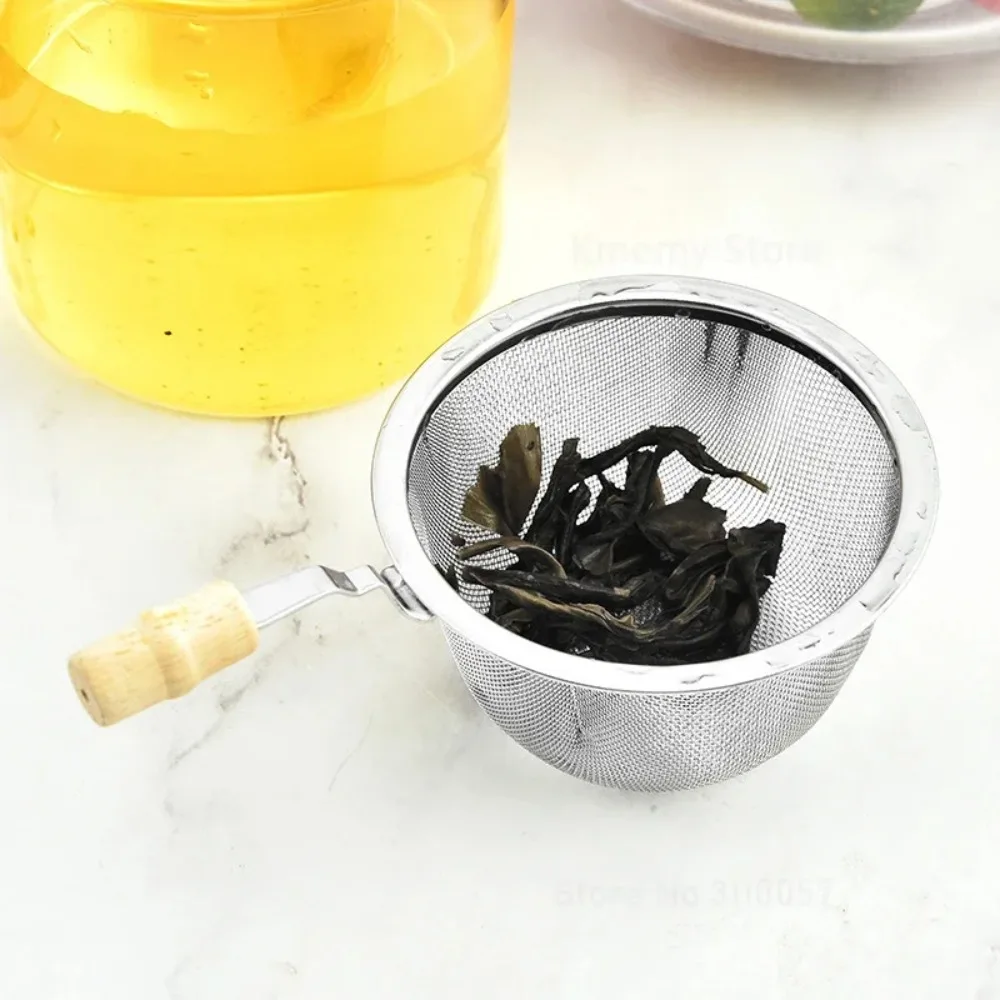 Ситечко для заваривания чая из нержавеющей стали с деревянной ручкой