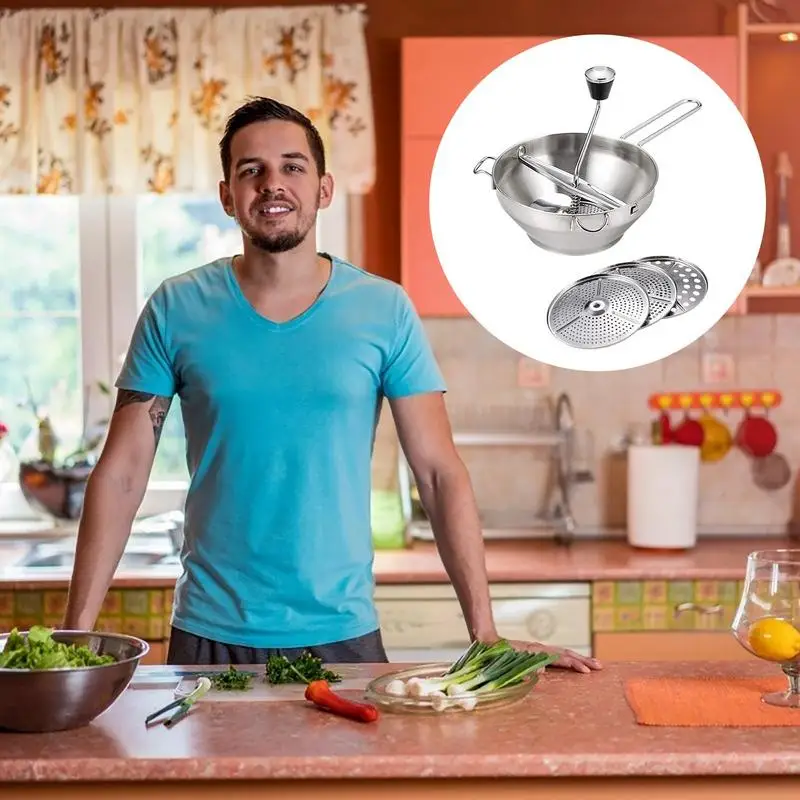 

New Manual Food Mill Rotary Blender Vegetable Cutter Kitchen Chopper Stainless Steel Mashed Berry Jams Tomatoes Kitchen Tools