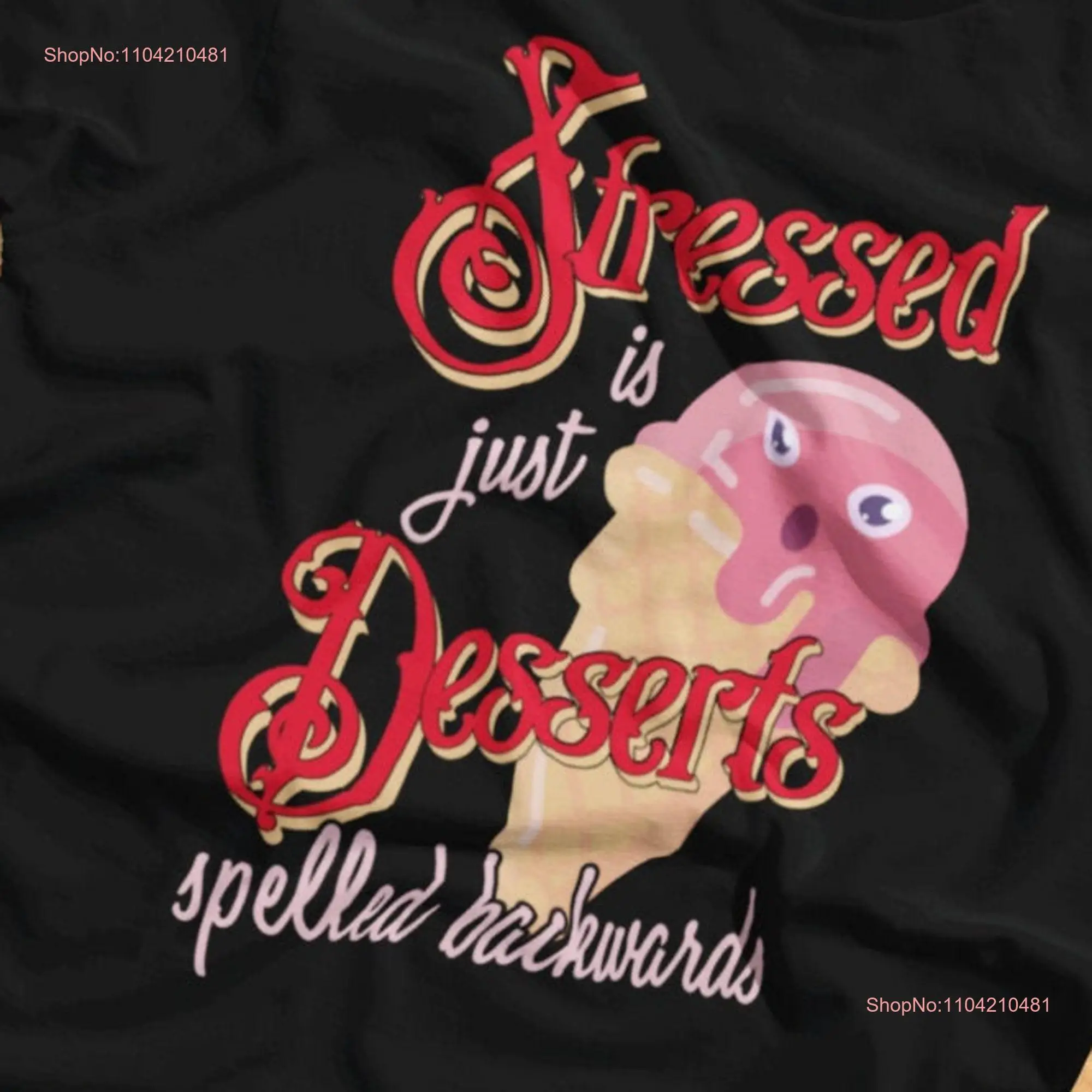 Стресс это просто десерты заклинавшие назад забавная еда кавайная футболка с