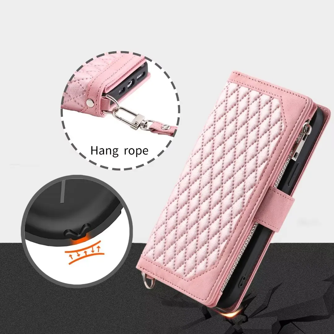Fashion Zipper Wallet Case For Xiaomi Mix 2S Flip Cover Multi Card Slots Cover Phone Case Card Slot Folio with Wrist Strap
