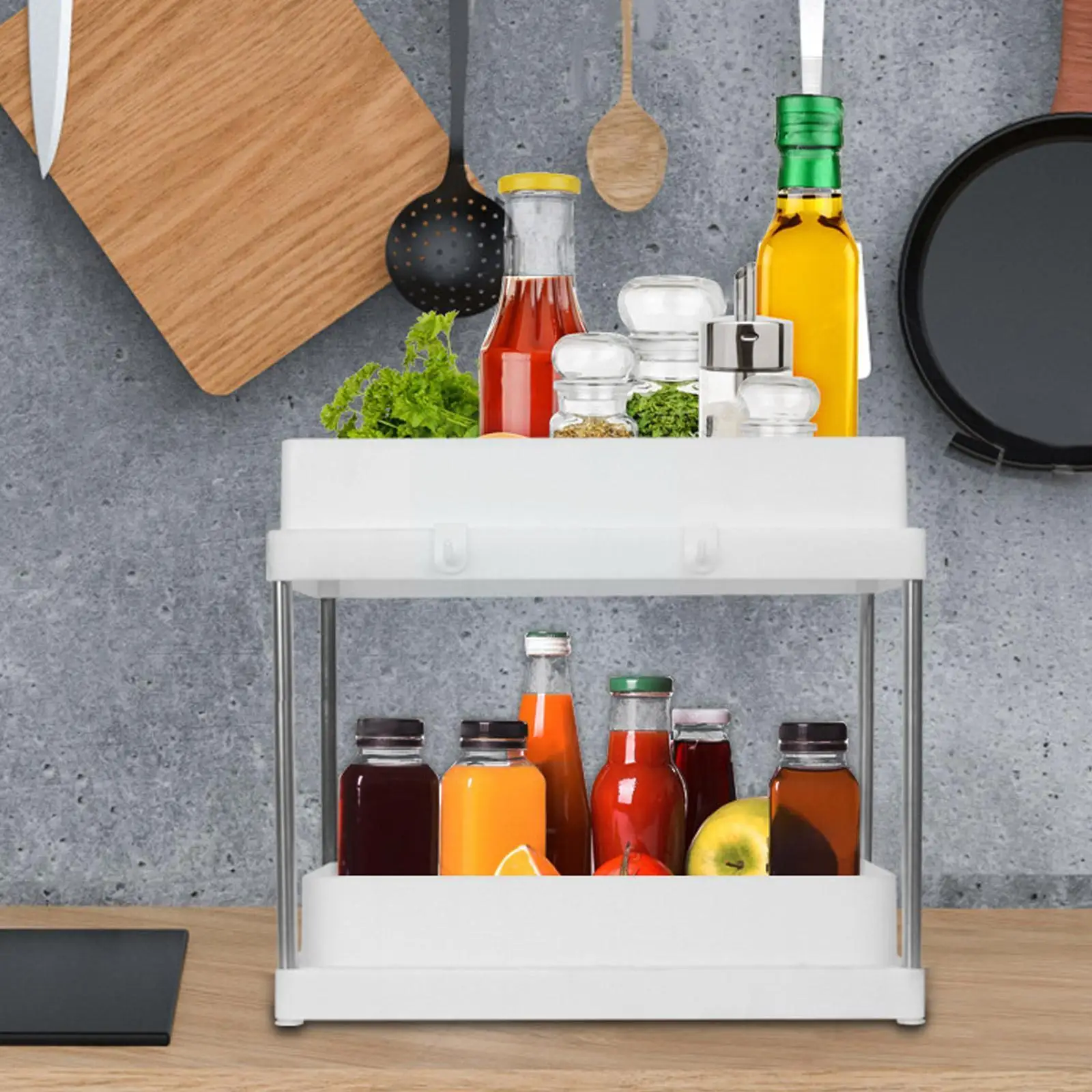 

Multifunctional Shelves Double-layer Storage Shelf Storage Rack Shelves Plastic Cosmetic Desk Storage Desktop Sundries Orga M4n7