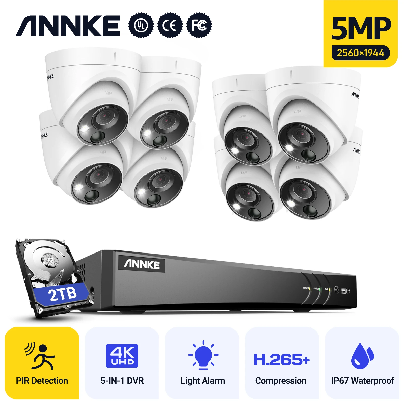 ANNKE 5MP Ultra HD 8CH DVR Security Camera System With 4PCS Full Color Night Vision Home Outdoor Indoor CCTV Surveillance Kit