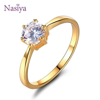 womens jewelry silver gold color ring aaaaa white round zircon ring wedding header cute valentines day party wedding