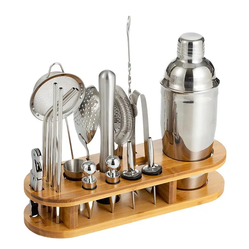 

Shakers Bartending Set Stainless Steel Drink Mixer Set For Drink Mixing 18pcs Cocktail Kit With Stand Martini Shaker For