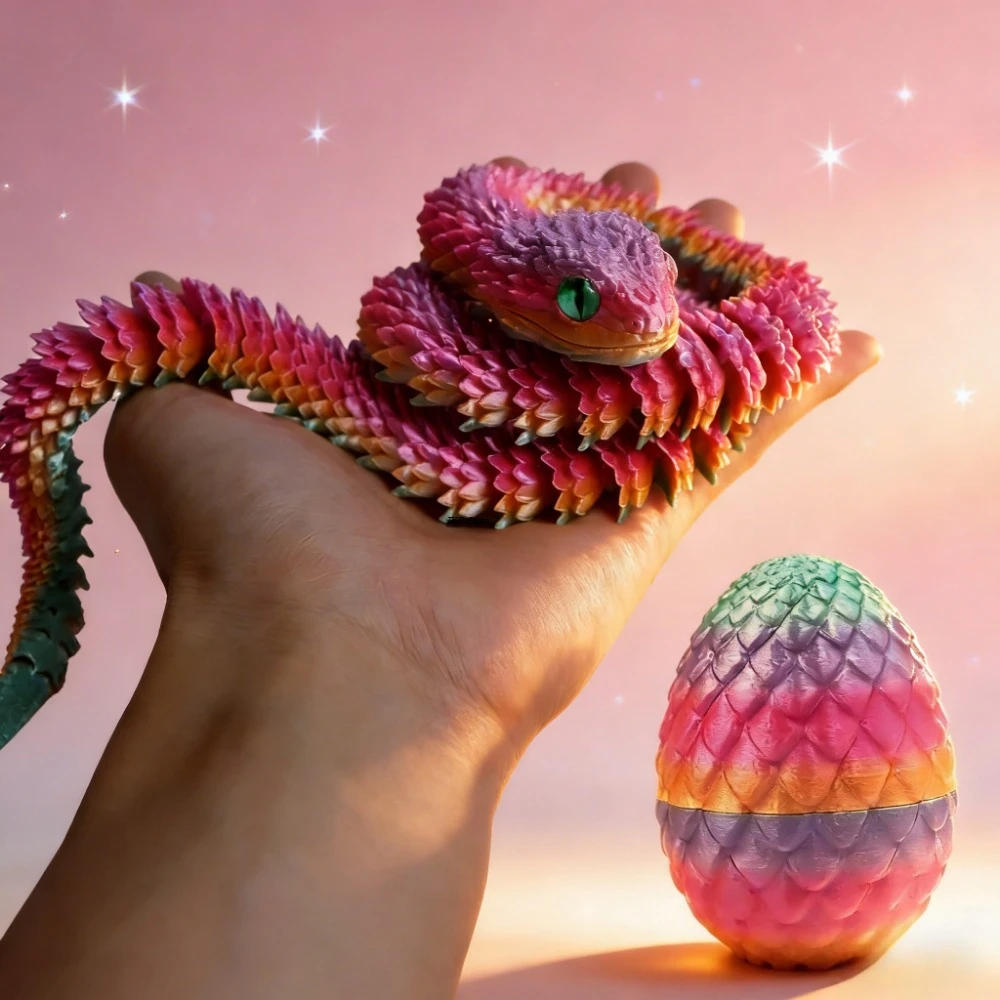 Фото 3D печатные игрушки в виде змеи зодиака, лазерная модель дракона, Viper, змея, ремесло, ювелирные изделия, совместная деятельность, моделирование животных, детский подарок для дома №3