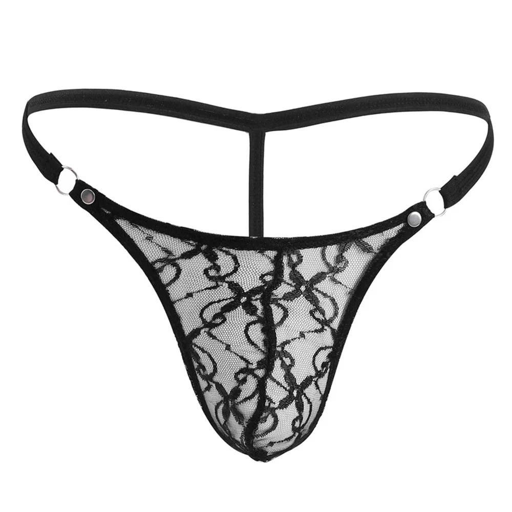 

Sexy Gay Lace G String See Through Thongs Sissy Transparent Underwear Breathable Underpants Ball Pouch Panties Erotic Lingerie