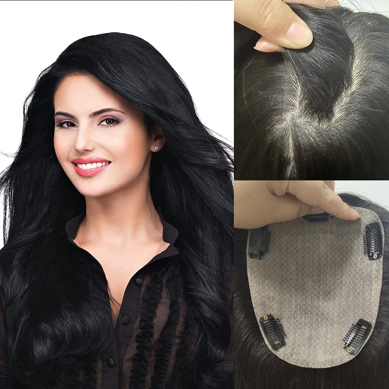 Silk Top Straight Wigs Brazilian Remy Natural Hairpiece Silk Base Extensions Human Hair Silk Base Toupee For Women