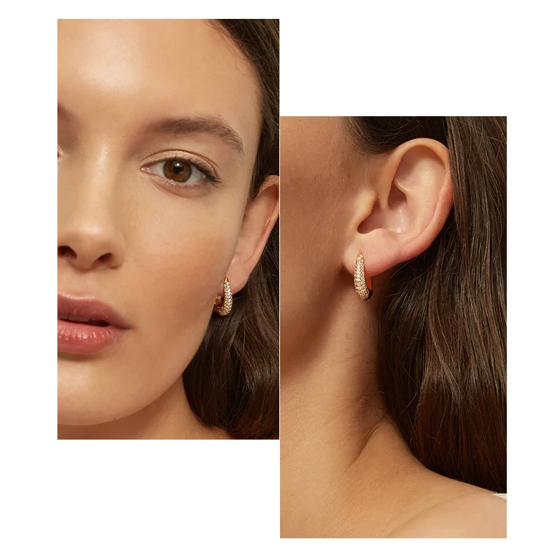 

CRMYA New Design CZ Huggie Earrings for Women Brass Gold Plated Piercing Oval Hoop Earrings 2023 Fashion Jewelry Wholesale