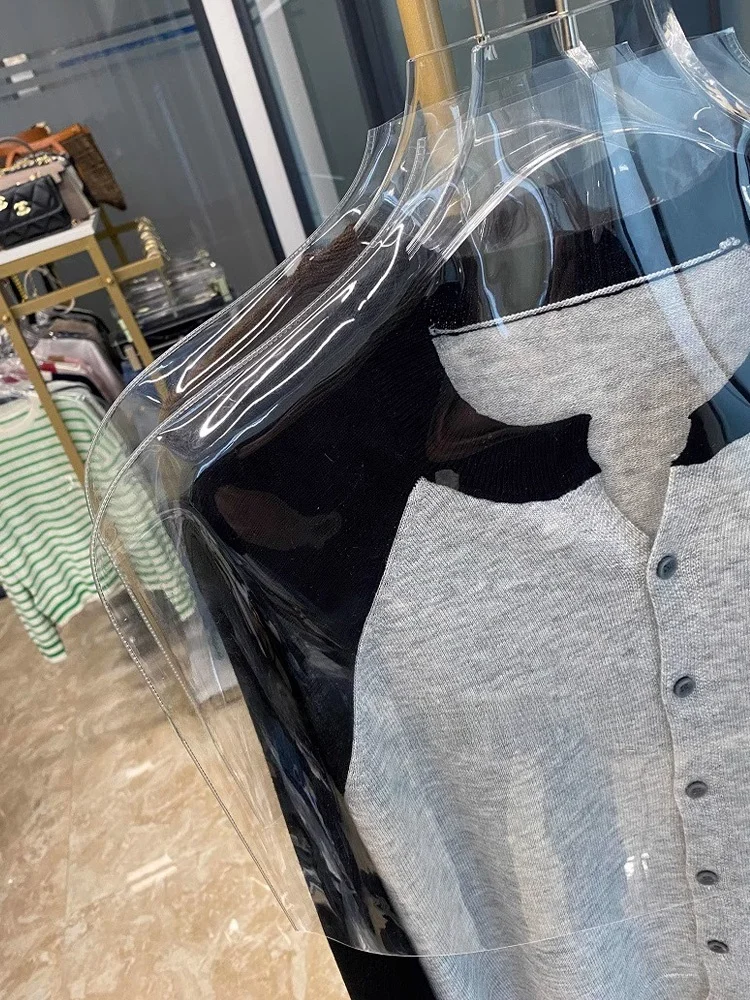 Осенний новый дизайн соответствующий цвету вязаная однобортная верхняя одежда