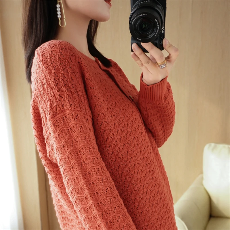 Женский свободный трикотажный кардиган из чистого хлопка с кружевом - купить по