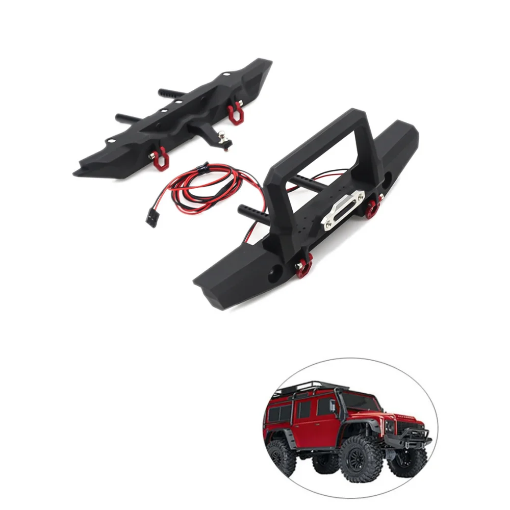 Металлический передний бампер, задний бампер с D-образными кольцами, буксировочный крючок, защита для радиоуправляемого автомобиля 1/10 AXIAL SCX10 I II TRAXXAS TRX-4 TRX4, обновленные детали
