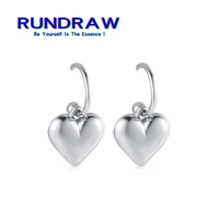 rundraw women fashion heart three dimensional pendant earring polished silver color zinc alloy earrings party gift jewelry