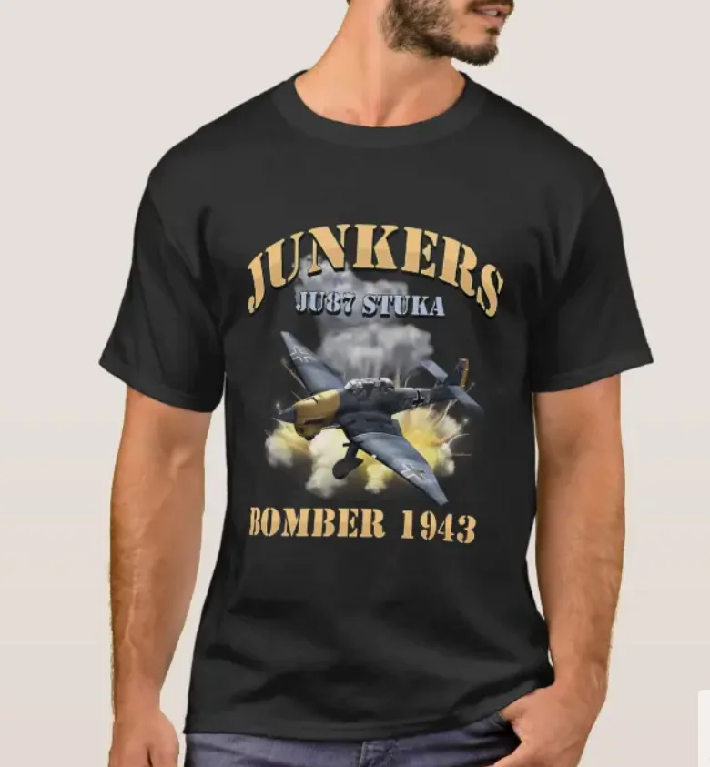 

Винтажная немецкая модель Ju87 Второй мировой войны. Летняя Хлопковая мужская футболка с коротким рукавом и круглым вырезом, Новинка
