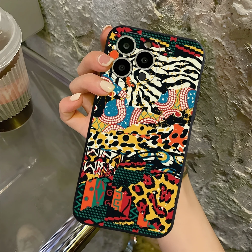 African Wax Print Design Phone Case for iphone 13 11 16 15ProMax 14 12 Pro Xs Max Mini Xr X 7 8 Plus Shell Coque