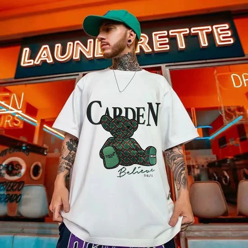 

2023 Summer Luxury Bear Brand Print T-Shirts Design Fashion Solid Color Oversized 100% Cotton Short Sleeve Sumptuous Unisex Tees