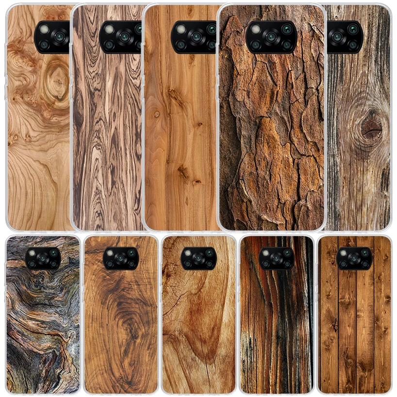 Чехол для телефона с деревянным рисунком Xiaomi Poco X6 X5 X4 X3 Nfc F6 F5 Pro F4 Gt F3 F2 F1 M5S M4 M3 M2