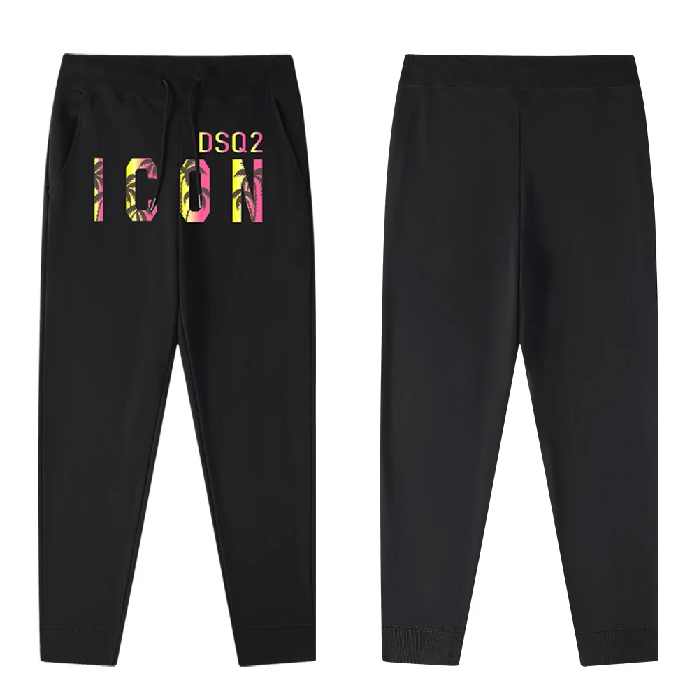 

DSQ2 Brand Mens Cotton Casual Pants Mens Women Elastic Slim Sport Jogging Sweatpants ICON Print Street Trend Training Long Pants