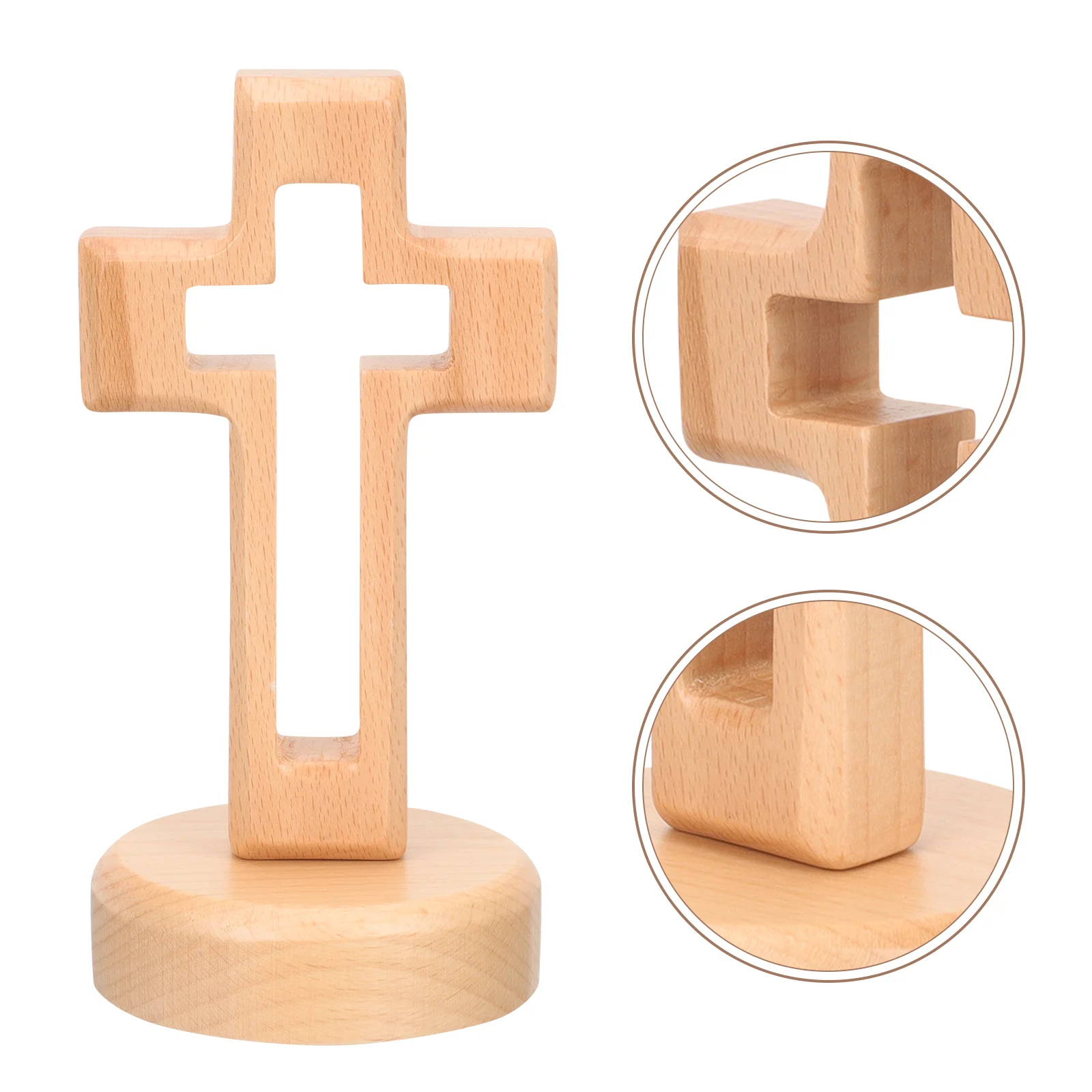 

1 Set Cross Wooden Ornament Decorative Art Craft Wood Standing Cross Desk Adorn