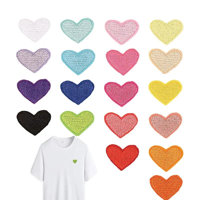 

50Pcs Heart Shaped Iron on Patches Cute Colorful Embroidered Sew on Love Applique Patches for Clothing Shoes Hats Decor