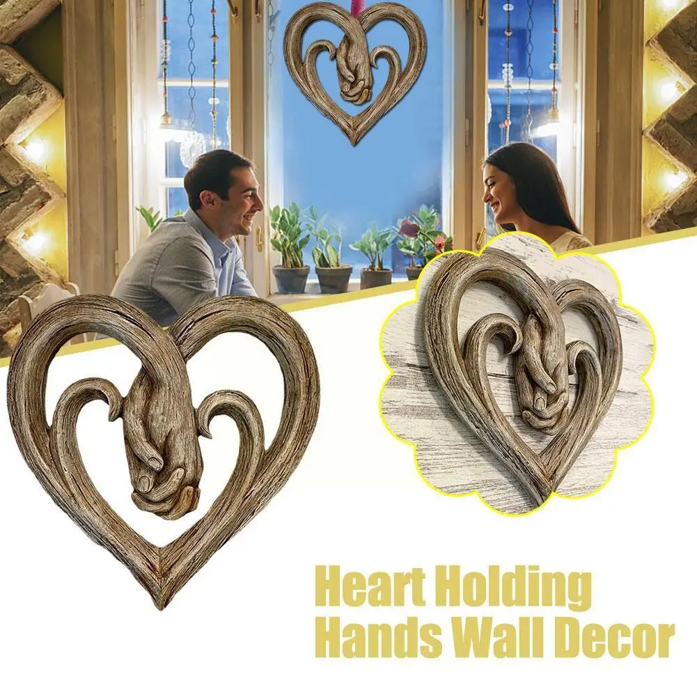 

Heart Holding Hands Wall Decor Flat Heart Holding Hands Sculpture Decor Handicraft Wall Figurines Art Unique Decor Home D5B1