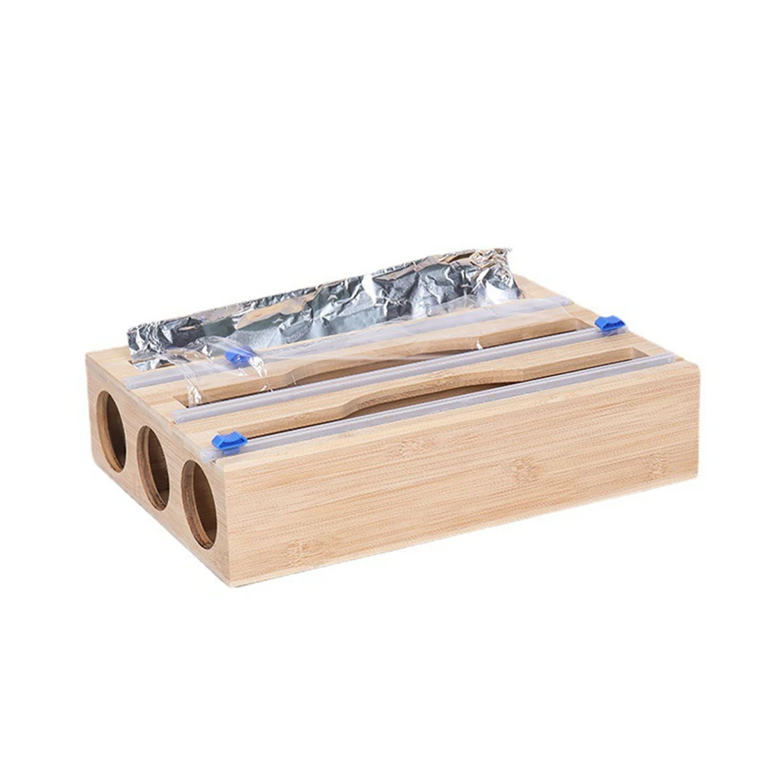 

HOT-Wooden Cling Film Cutter Wrap Dispenser Wrap Cutter Foil Film Cutting Paper Cling Film Cutter Storage Holder Kitchen