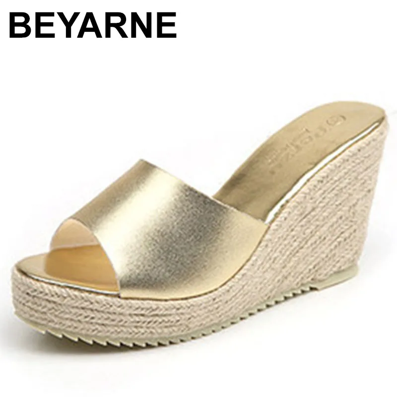 

2023 Women Slippers Espadrilles Clogs Platform Wedges Sandals for Women Heeled Shoes Female Pumps Flax Flip Flops
