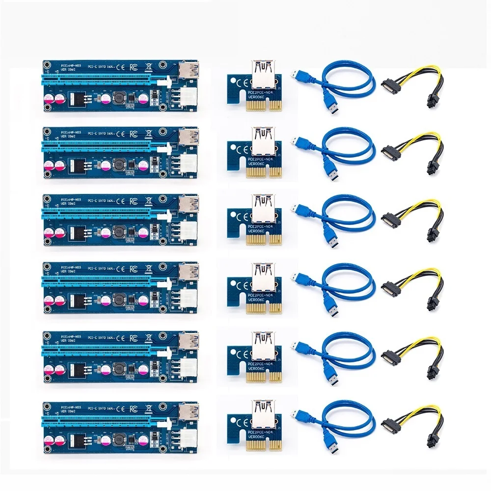 

6pcs Golden VER009 USB 3.0 PCI-E Pcie Riser VER 009S Express 1X 4x 8x 16x Extender Riser Adapter Card