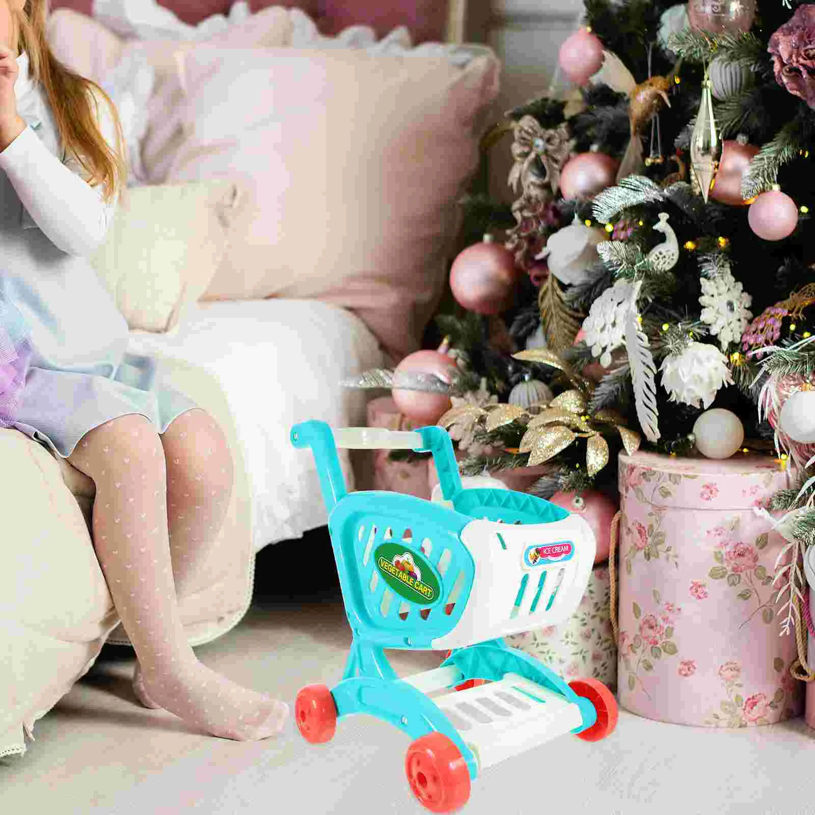 Детская тележка для покупок игрушка малышей твердый пол мини-моделирование