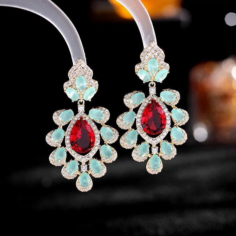 

Crystal Zircon Long Drop Dangle Earrings Vintage Geometric Water Drop Shaped Fashion Jewelry for Women Rhinestone Luxury Gifts