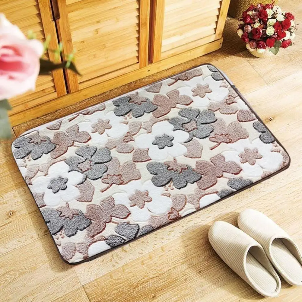 

Bedroom Floor Mat Home Entrance Doormat Coral Fleece Kitchen Foot Bath Bathroom Carpet Room Rug Door Shower Decoration Anti C7V7