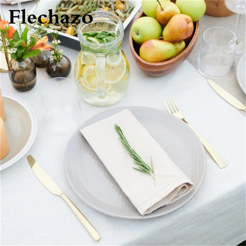 

12pcs Wedding Napkin 50*50cm White Serving Decoration Country Cloth for Decupage Mark Place Handkerchief Cotton Home Decor Party
