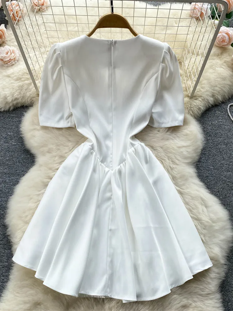 Женские Модные приталенные повседневные летние платья на пуговицах с пышными