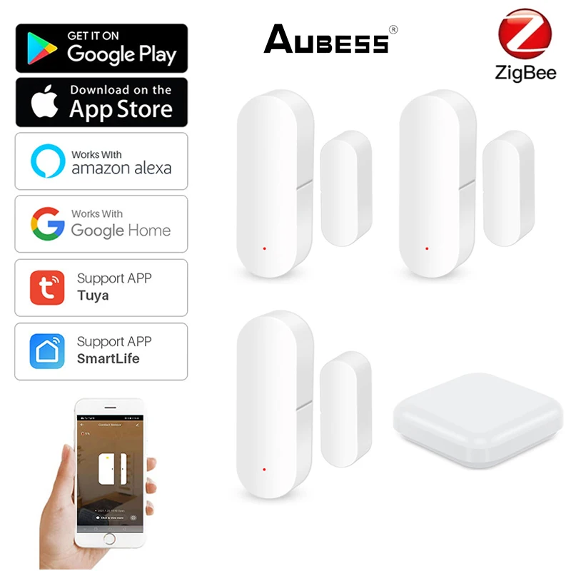 

Aubess Door Window Sensor Zigbee 3.0 Wireless Connection Mini Door Sensor Work With Alexa And Google Assistant Smart Home