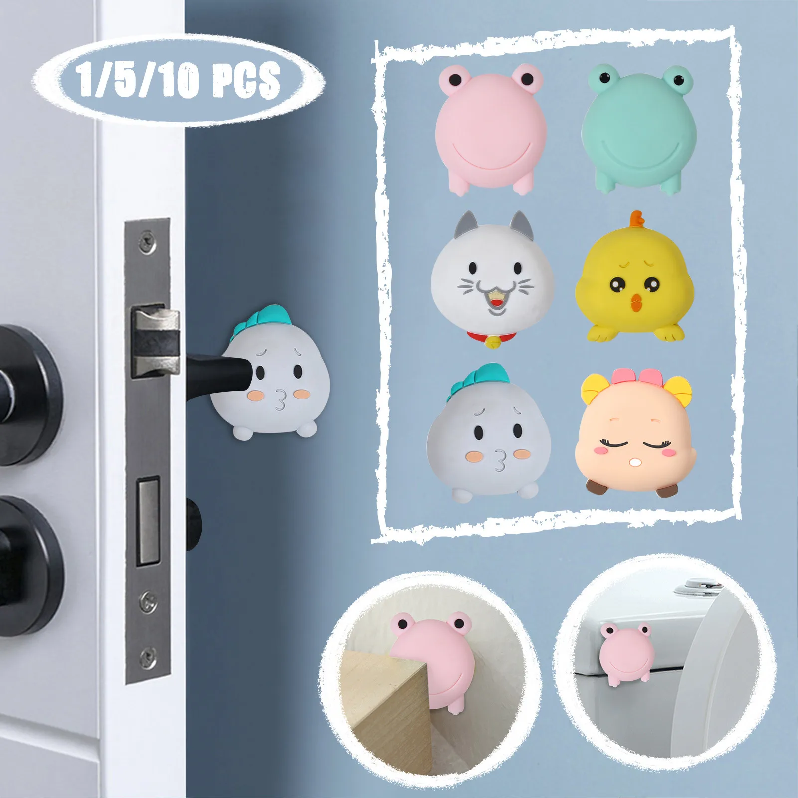

Silicone Door Handle Pad Thickened Door Bathroom Cartoon Buffer Door Sticker Mute Sticker Wall Sticker Big Sticker Pack