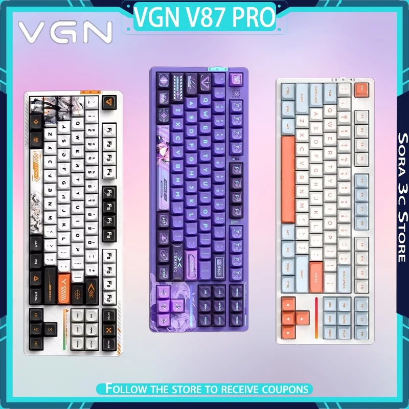 Фото VGN V87 Pro Беспроводная механическая клавиатура с прокладкой, полная клавиша с возможностью горячей замены, RGB, индивидуальная игровая клавиатура, подарок для геймера №1