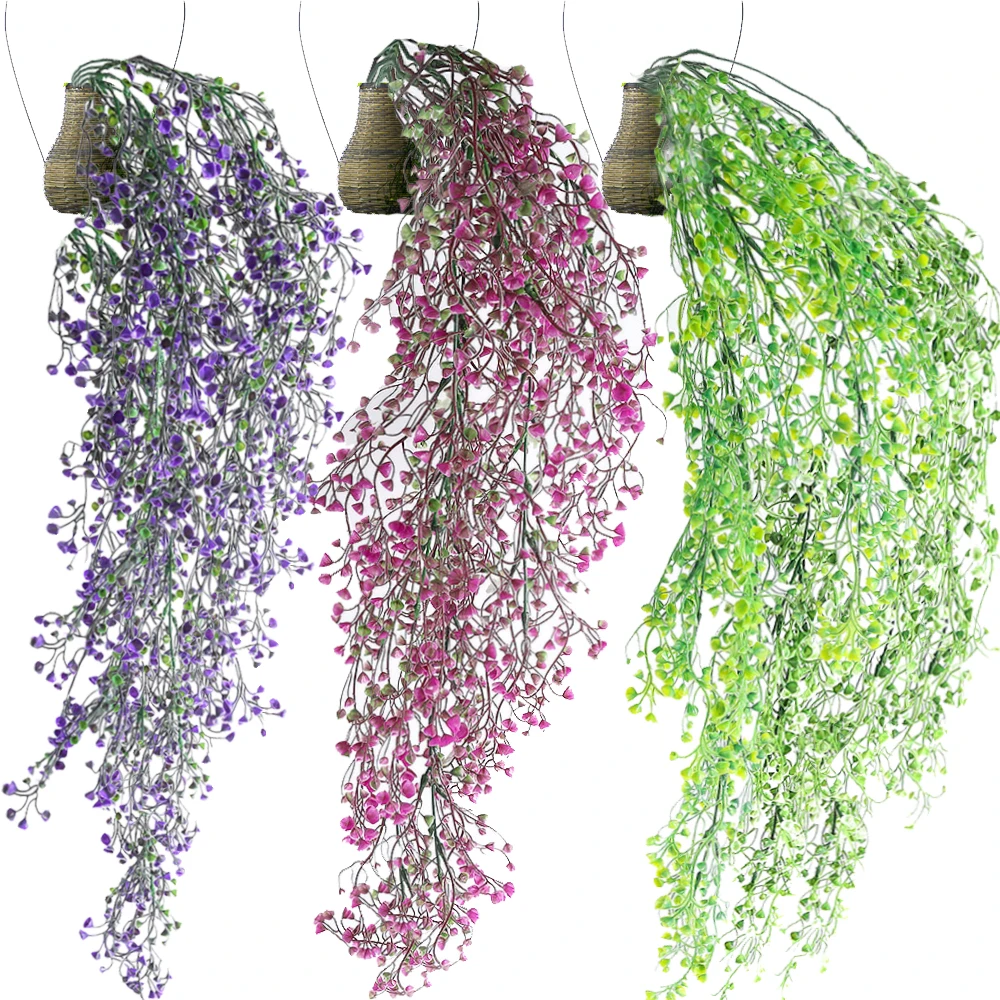 

82cm Simulated Orchid Vine Artificial Flower Wall Hanging Basket False White Green Plant String Home Garden Party Wedding Decor