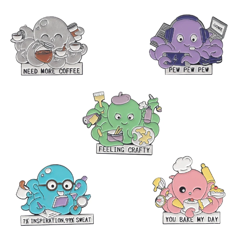 Симпатичные цветы животные эмалированная брошь растения кролик лиса Кот Улитка