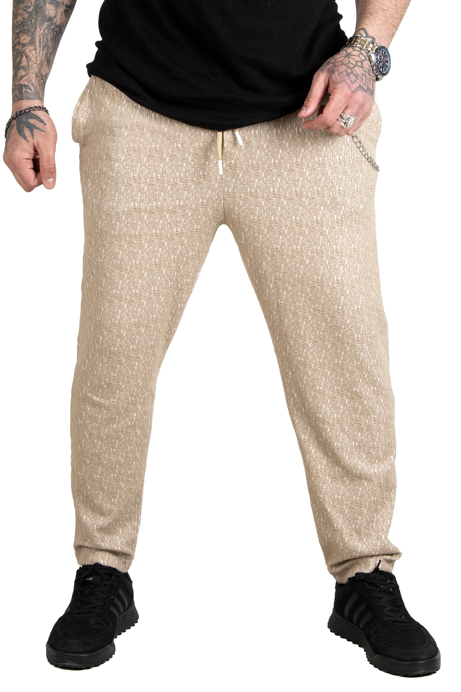 

DeepSEA Бели колеса pettitoe плоская трикотажная ткань цепь мужские спортивные брюки 2302445