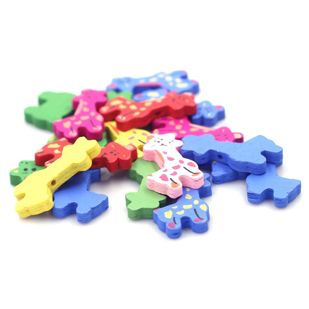 20 шт. деревянные бусины с жирафом 36x25 мм