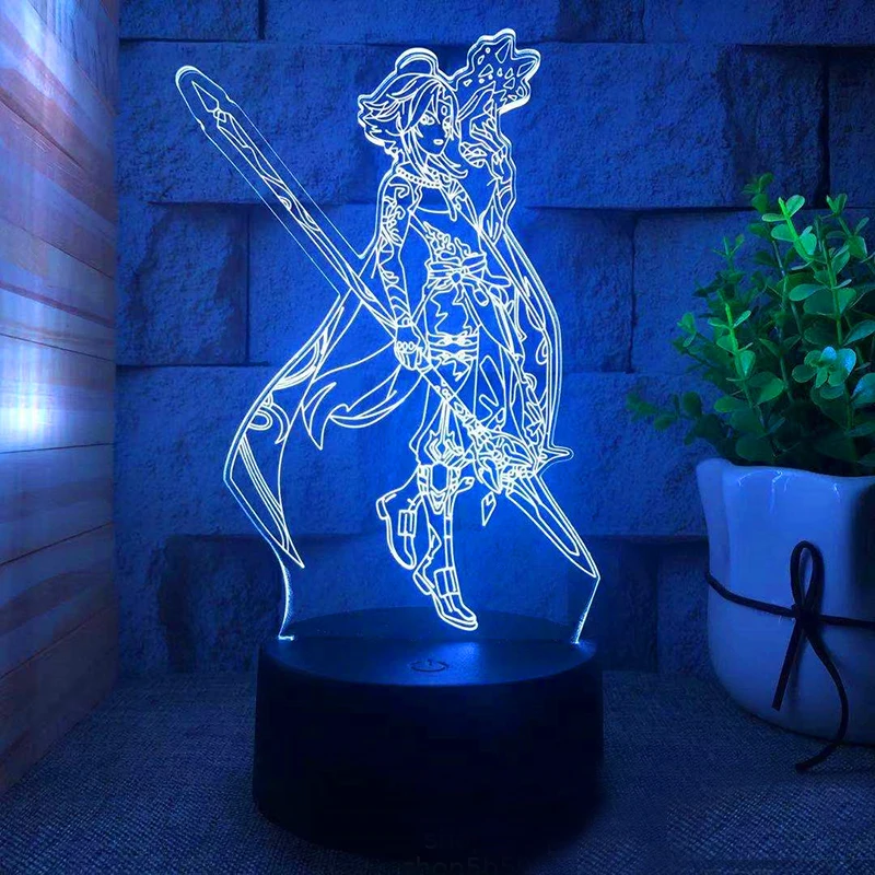 

Genshin Impact Yae Miko Hu Tao Scaramouche Kazuha Tighnari , фигурка игры, 3d Светодиодная лампа для спальни, акриловые ночные светильники, подарок