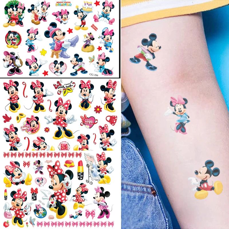 2 шт. водостойкие тату-наклейки Микки и Минни