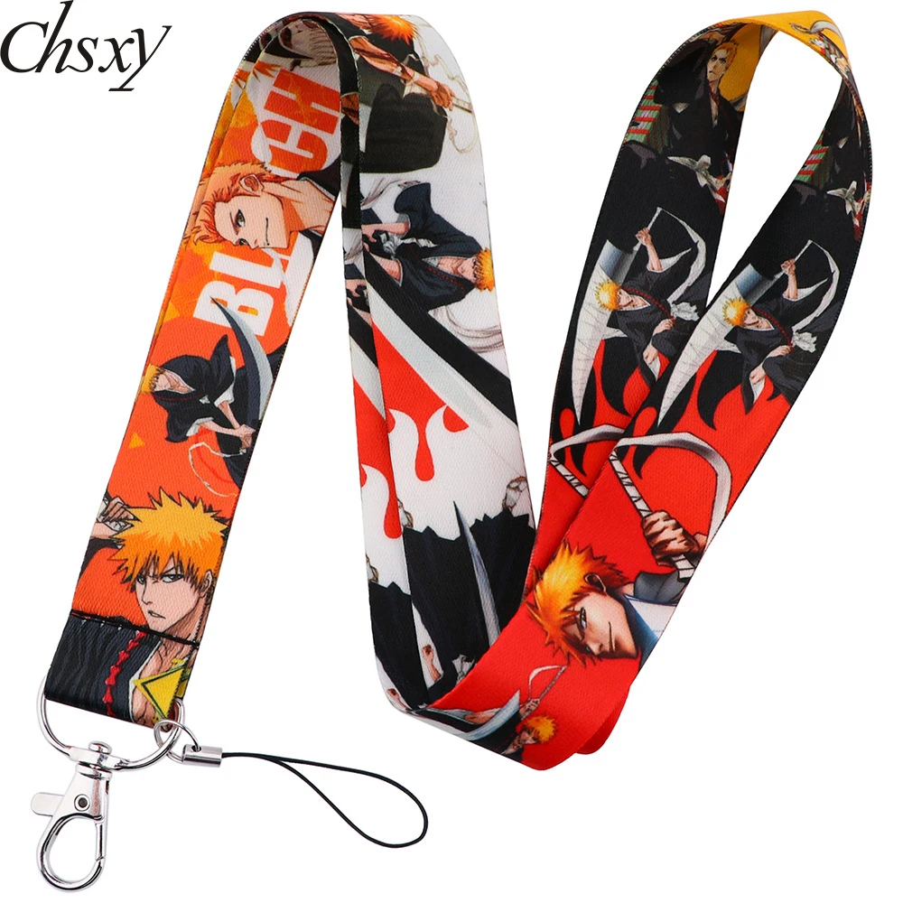 

Anime Bleach Cosplay Lanyard for Keys Kurosaki Ichigo Brooch Pin Hitsugaya Toushirou ID Card Gym Pass Holder Printed Neck Strap