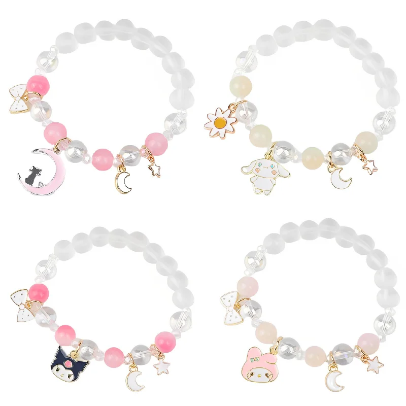 

Anime Kawaii Sanrio Kuromi Crystal Bracelet Cinnamoroll Girl Heart Boudoir Jewelry Couple Bracelet Birthday Present Wholesale